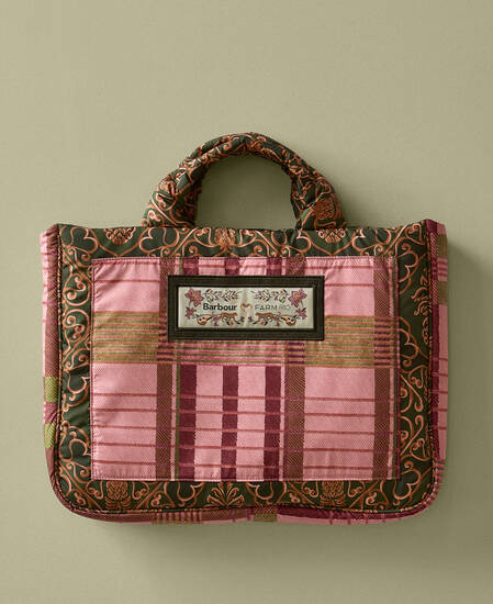 Barbour FARM Rio Maria Clara Tote Bag Pink Tartan