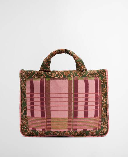 Barbour FARM Rio Maria Clara Tote Bag Pink Tartan