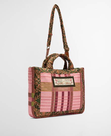 Barbour FARM Rio Maria Clara Tote Bag Pink Tartan