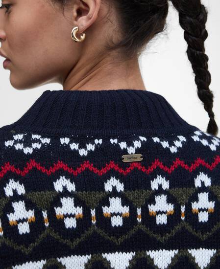 Larisa Fair Isle High-Neck Jumper Navy