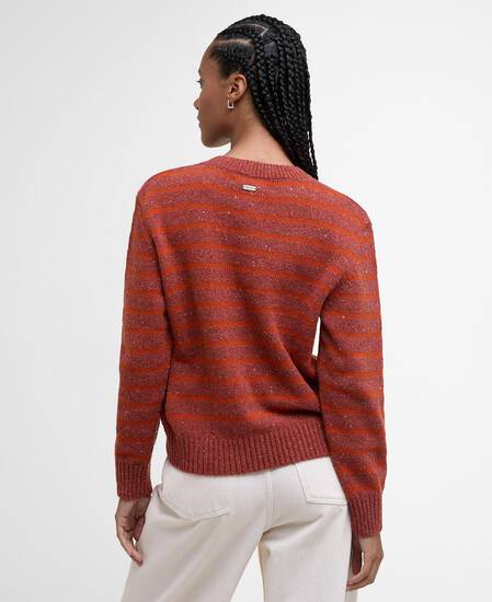 Claydon Striped Crew Neck Jumper Burnt Orange Stripe