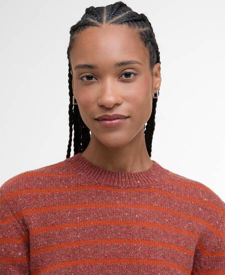 Claydon Striped Crew Neck Jumper Burnt Orange Stripe