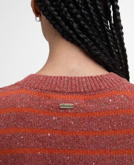 Claydon Striped Crew Neck Jumper Burnt Orange Stripe