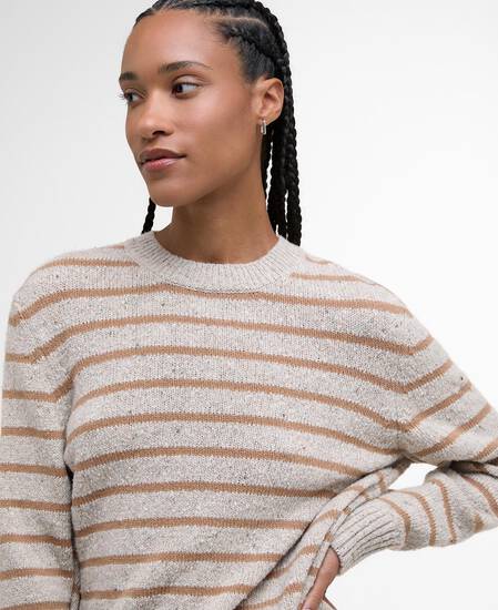 Claydon Striped Crew Neck Jumper Oatmeal Stripe