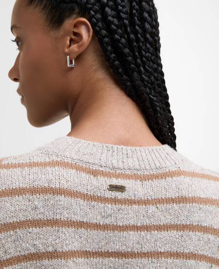 Claydon Striped Crew Neck Jumper Oatmeal Stripe