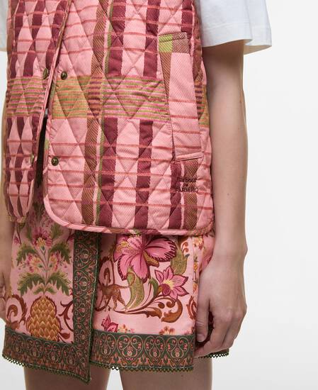 Barbour FARM Rio Fernanda Liner Pink Tartan/Beige Heart Print