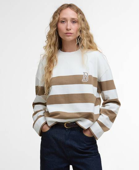 Faye Striped Sweatshirt Military Brown Stripe