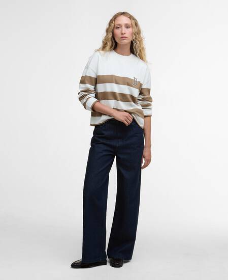Faye Striped Sweatshirt Military Brown Stripe