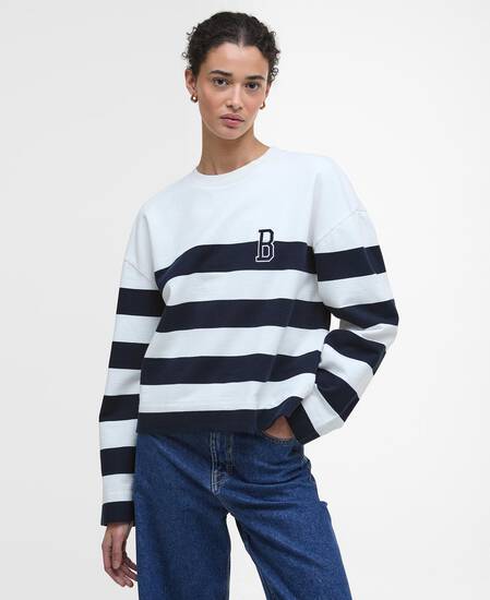 Faye Striped Sweatshirt Cloud/Navy Stripe