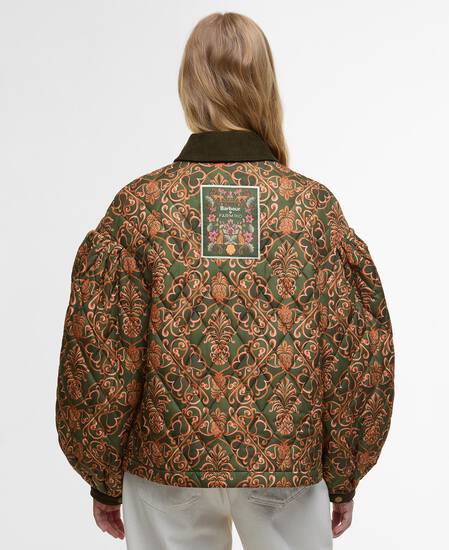 Barbour FARM Rio Luisa Quilted Jacket Pineapple/Green Heart Print