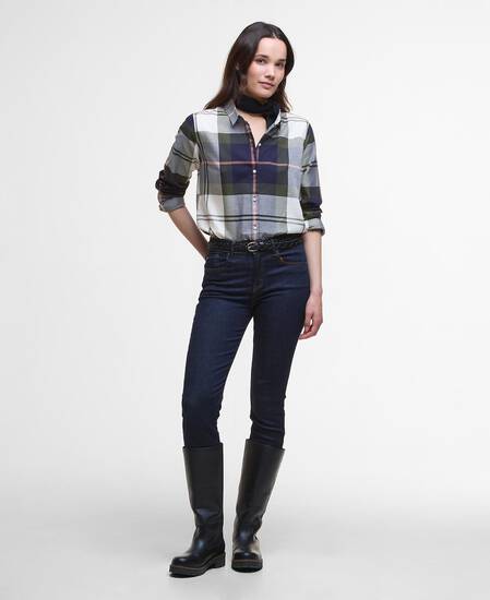 Moorland Relaxed Long-Sleeved Shirt Navy/Arabesque Check