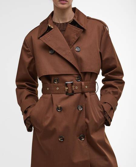 Aoife Showerproof Trench Coat Vicuna/Hessian Tartan