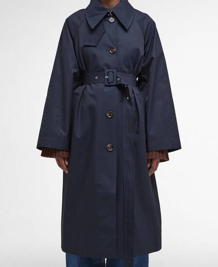 Robyn Showerproof Trench Coat Dark Navy/Hessian Tartan