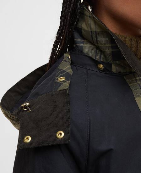 Elaine Showerproof Jacket Olive Check/Black