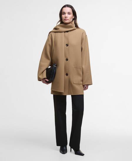 Clementine Wool Scarf Coat Camel