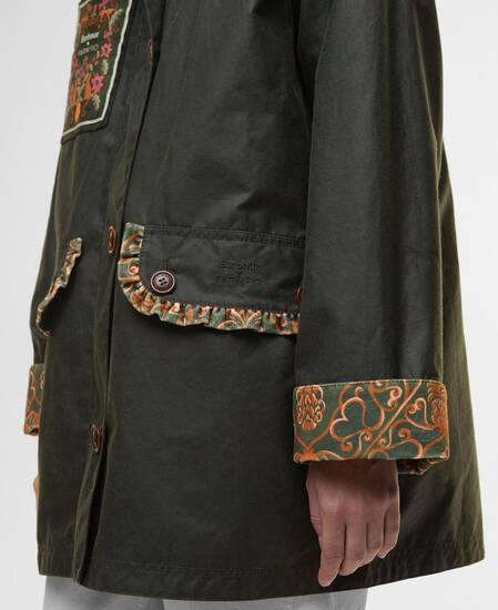 Barbour FARM Rio Maria-Clara Waxed Jacket Fern/Green Heart Print