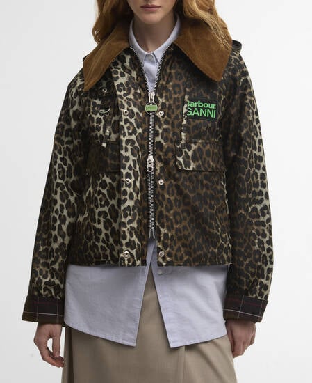 Barbour x GANNI Leopard Print Waxed Anorak Leopard Print/Classic