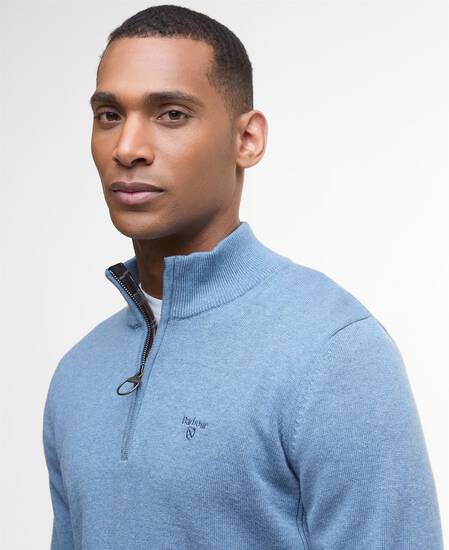 Cotton Half-Zip Jumper Blue Stone