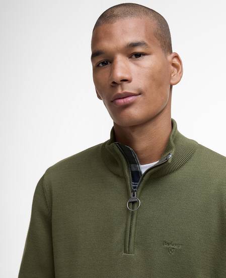 Cotton Half-Zip Jumper Winter Moss