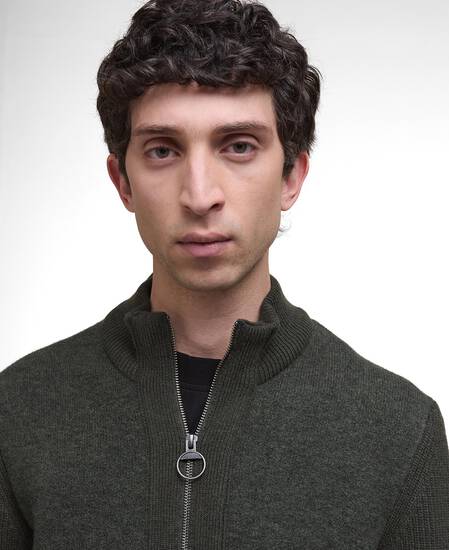 Milburn Zip-Up Jumper Dark Olive