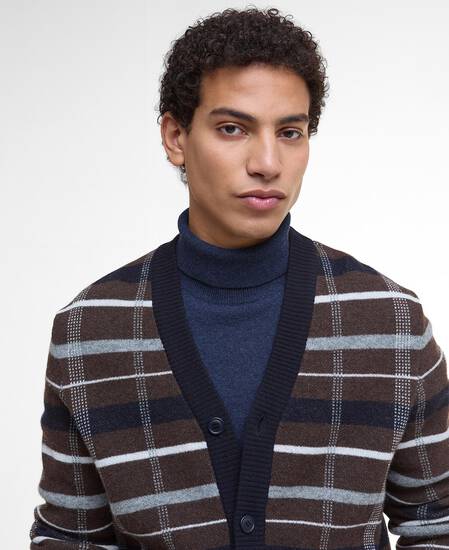 Kane Tartan Cardigan Dark Oak