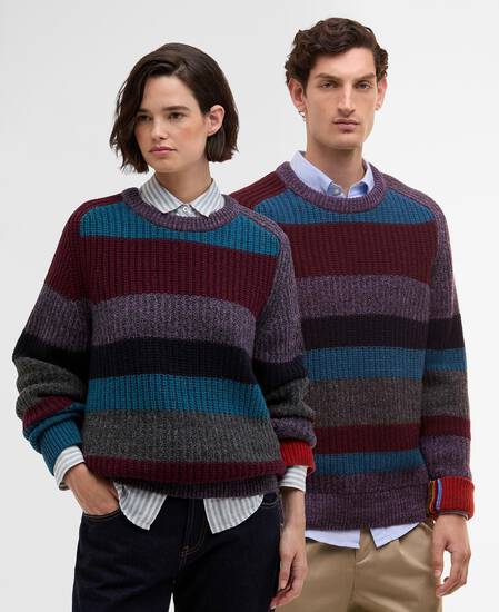 Paul Smith loves Barbour Multi Striped Crew Neck Jumper Multi Stripe