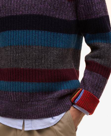 Paul Smith loves Barbour Multi Striped Crew Neck Jumper Multi Stripe