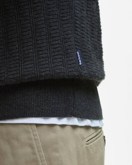 Smeaton Knitted Polo Black Marl