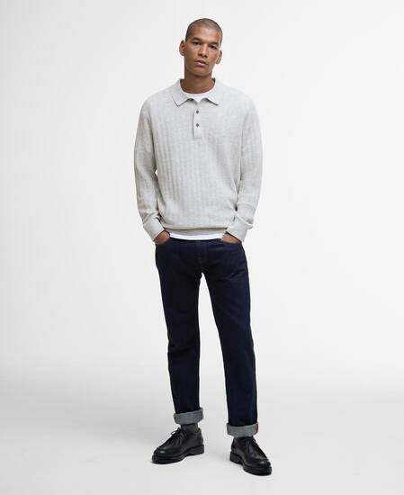 Smeaton Knitted Polo Grey Marl