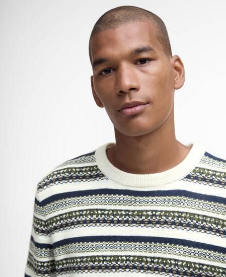 Topcliffe Fairisle Crew Neck Sweater Whisper White