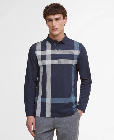 Blaine Tartan Long-Sleeved Polo Shirt Navy