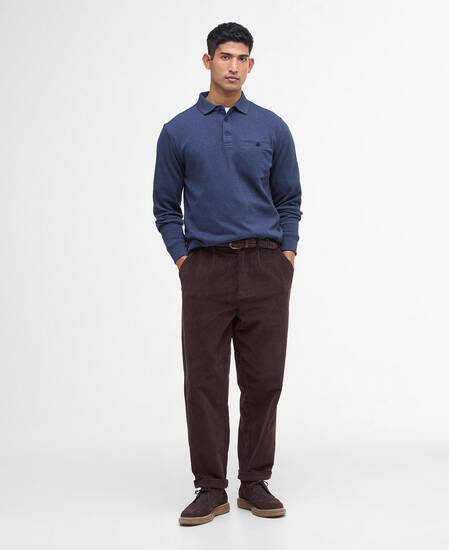Farmwell Tailored Long-Sleeved Polo Shirt Navy