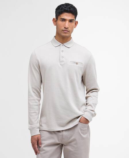 Farmwell Tailored Long-Sleeved Polo Shirt Washed Stone