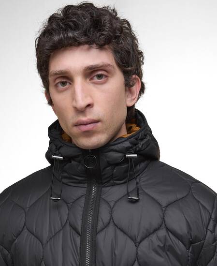 Re-Engineered Hooded Spey Quilted Jacket Black