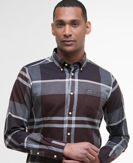 Dunoon Tailored Long-Sleeved Shirt Midnight Oak Tartan