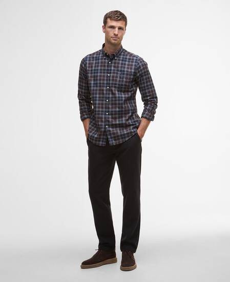 Wetheram Tailored Long-Sleeved Shirt Midnight Oak Tartan