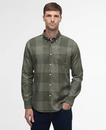 Heaney Checked Tailored Shirt Olive