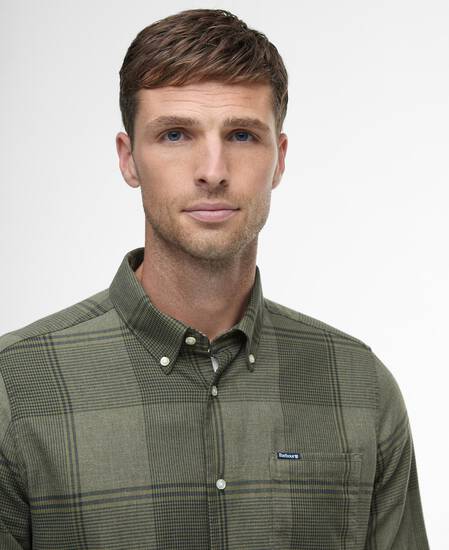 Heaney Checked Tailored Shirt Olive