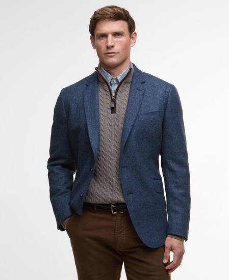 Firth Moons Herringbone Blazer Navy
