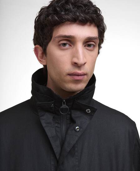 Re-Engineered Utility Bedale Waxed Jacket Black